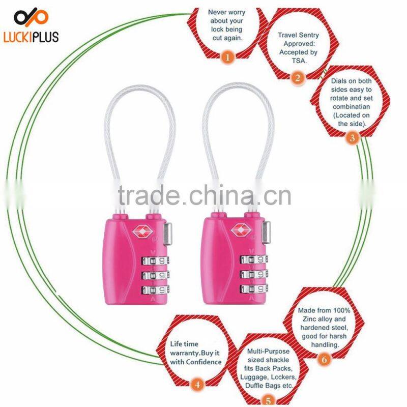 Luckiplus Luggage Locks Combination Password Locks Padlocks TSA Approved 3-Digit Blue