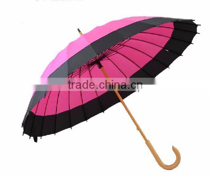 Fashion 16k straight edge wind breaker umbrella wooden