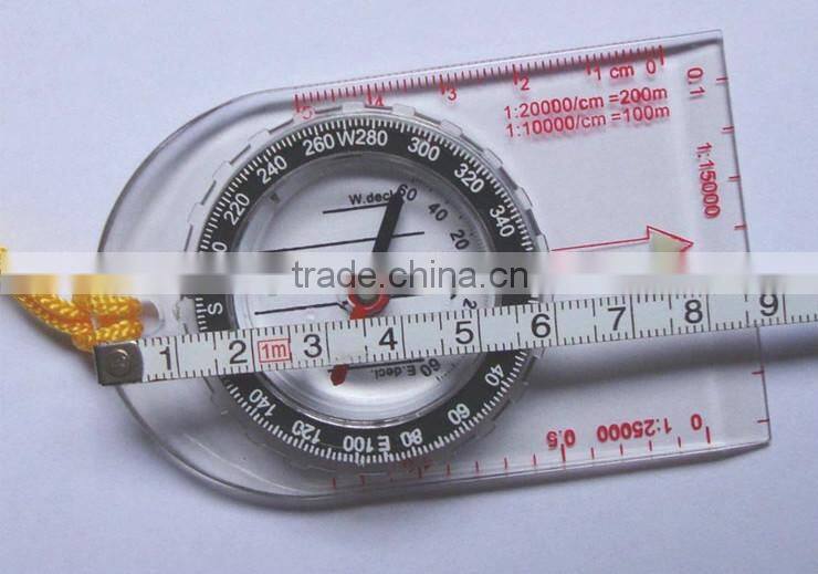 Outdoor sports gift plastic compass for kids hiking and camping with rope