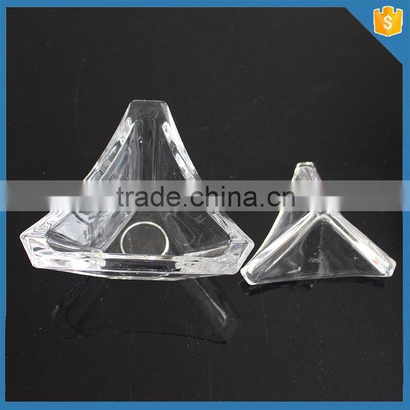 customized small decorative glass triangle candy jars with lids