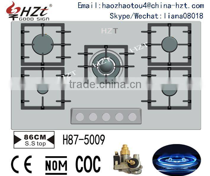 corner 5 burner gas cooker hobs
