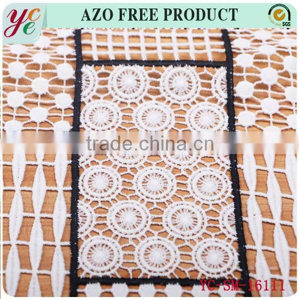 Black and white hollow out pattern water soluble fabric embroidery for women
