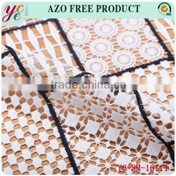 Black and white hollow out pattern water soluble fabric embroidery for women