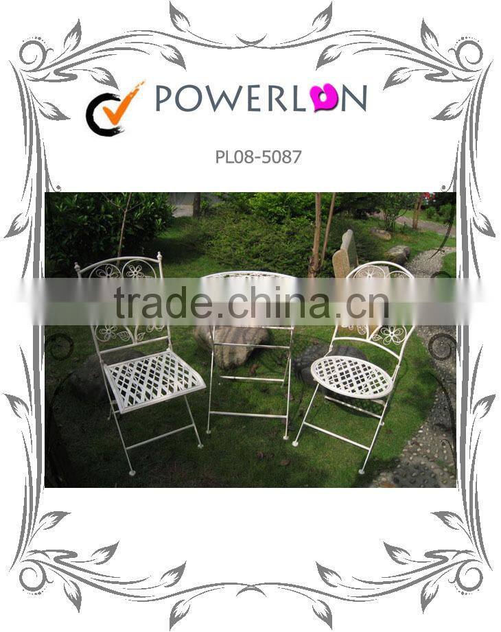 Popular Antique White Metal Table Chair Folding patio Sets