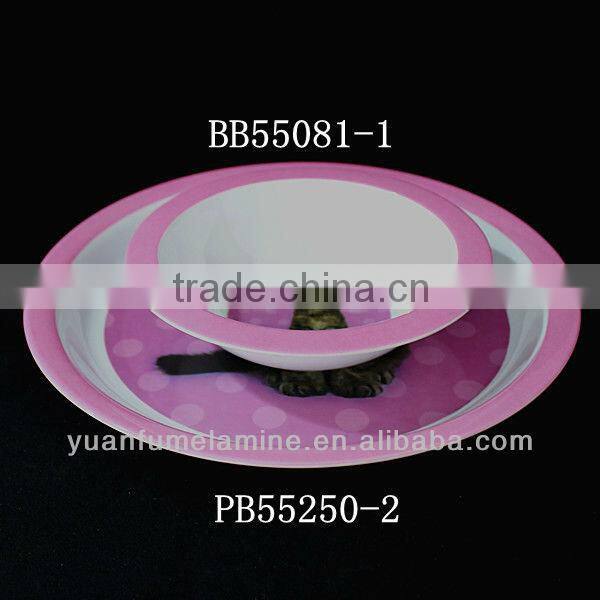Cat pattern plastic kids melamine tableware