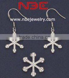 Fashion Wax micro pave setting jewelry set,small prong AAA grade cz quality rhodium wholesale costume silver jewellry set