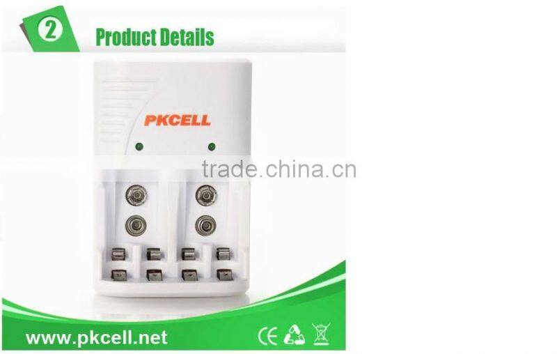 PKCELL 8175 Multi-function standard charger with LED indication for 2*9v AA AAA rechargeable battery