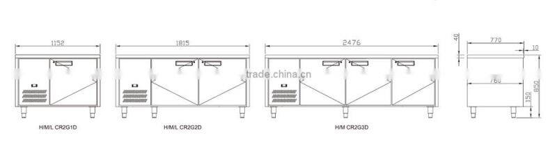 Single Door 2/1 GN High Temperature Ventilated Refrigerated Counter