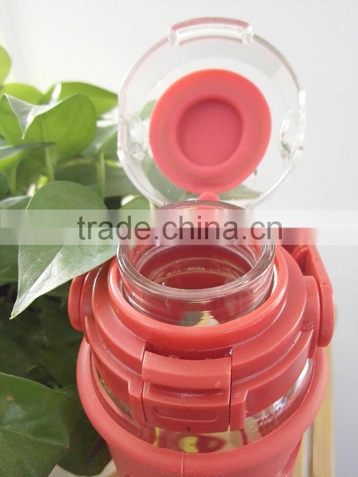 2016 new glass water bottle/galss tumbler/drink bottle silicone rubber