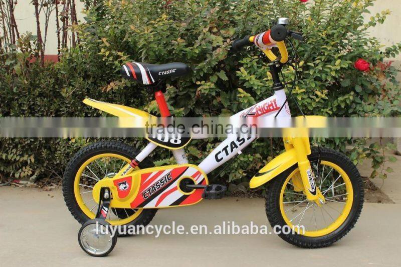 2016 hot sale children bicycle with training wheel steel frame baby bike