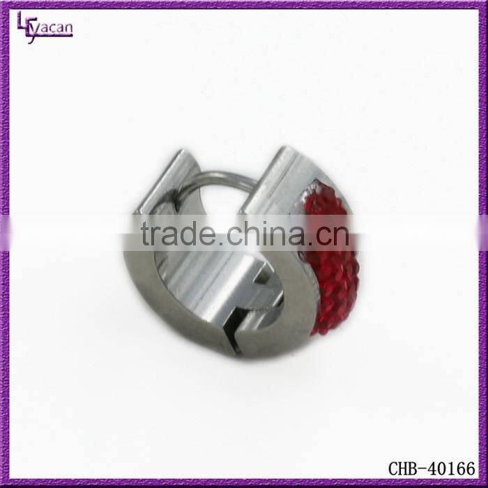 Stylish Surgical Steel Gem Paved Piercing Hoop Earrings