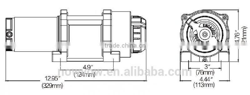 Small electric winch NVT2500(2500lbs) with synthetic rope