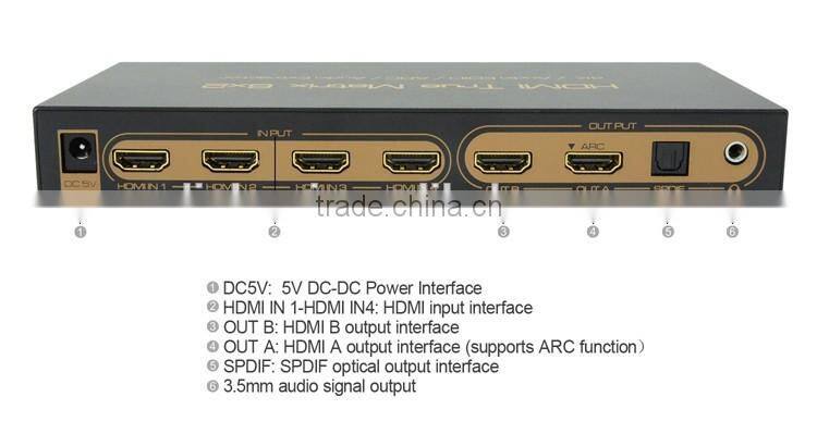 LINK-MI LM-HD602 6x2 HDMI Matrix Switch Support ARC, PIP Function