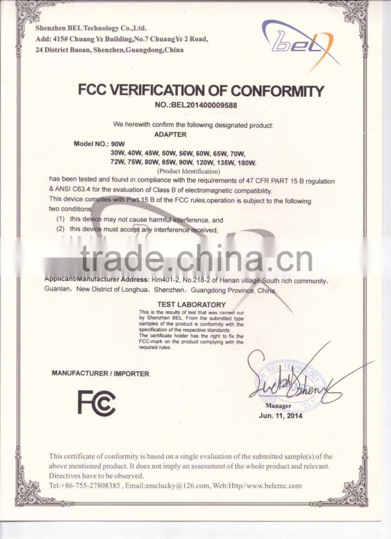 Shen Zhen Factory Wholesale Power Adapter 24V 3A AC Adapter with Round Head with 4 pin for LCD Monitor