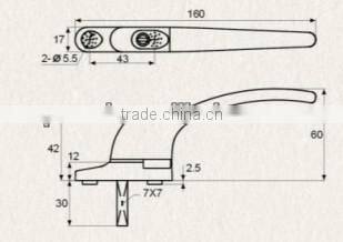 PVC door and window handle with lock PVC door and window handle with key