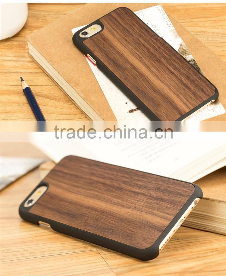Hot selling PC Walnut Wood Mobile Phone Case 2 in 1 for Apple Iphone 6 plus