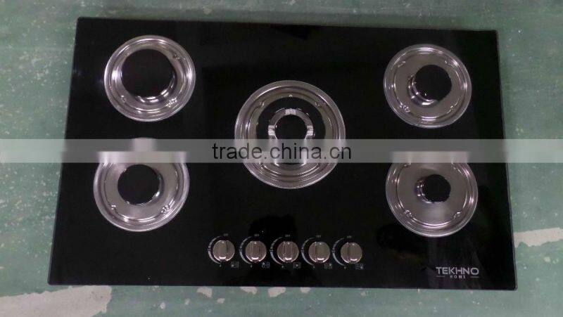 Portable Tempered 5 burns Glass Gas Stove/Gas cooker