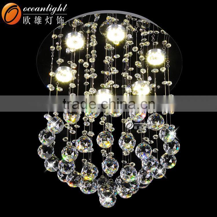 Best K9 crystal iron base material chrome finshed chandelier ceiling lamp for bedroom decor om88553