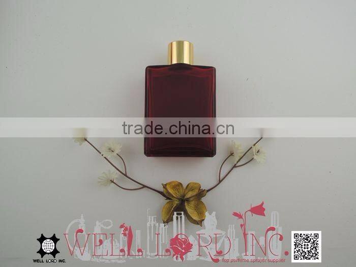 65ml bright wine red cuboid empty glass bottle