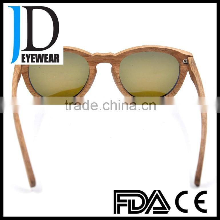 2016 latest trendy vintage blue mirrored lens zebrawood sunglasses