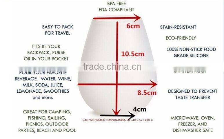 BPA Free Unbreakable Silicone Wine Cup Outdoor Travel Camping Party Cup