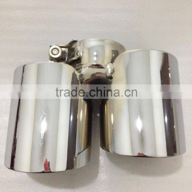 Universal Mirror polished Double Outlets Exhaust Tip