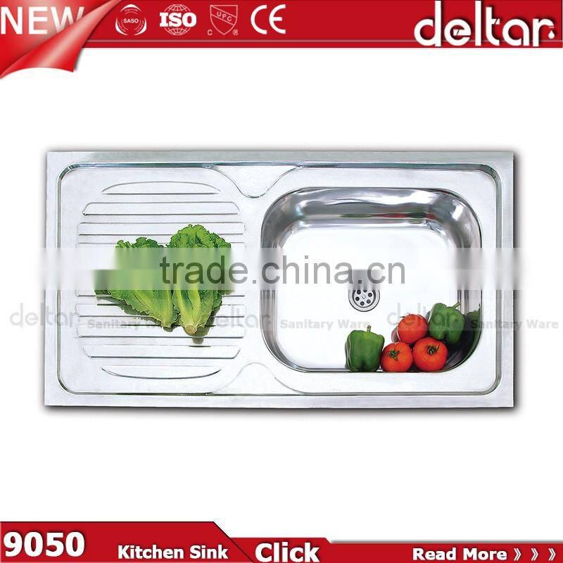 S9749 hot sell to ethiopia/sri lanka double bowl with drainer board and dustbin