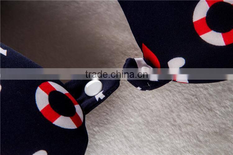 Printed Spandex fabric u shape pillow,with button and hook