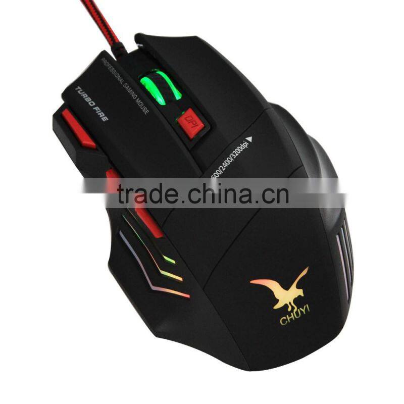 Hot sale 2400DPI Wired 7D Optical PRO Gaming Mouse Mice black