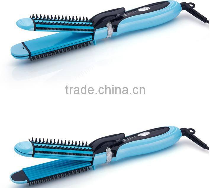 2 in 1 hair straightener brush electric lcd straightening rolling hair comb best hair straightener brush and curler