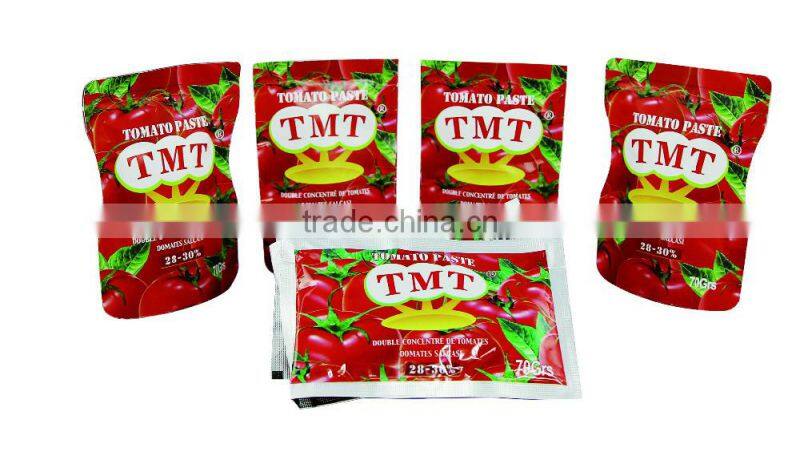 TMT 70g sachet bulk tomato paste of china supplier
