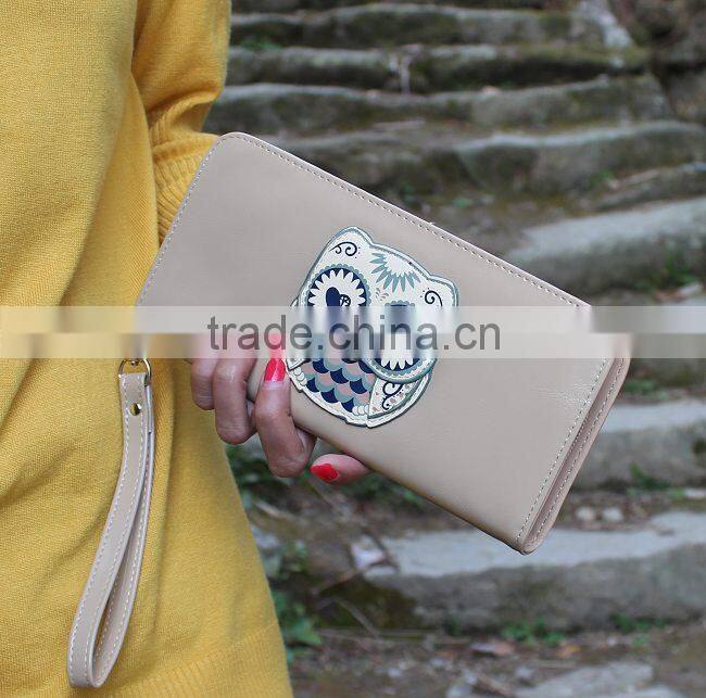 New Fashion Pu Leather Wallet Women And Girl Cute Owl Wallet Purse Handbag 2015