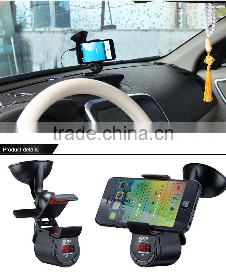 Car FM Transmitter with Phone Holder Handsfree Calls