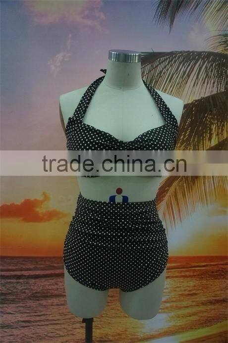 New arrival Dot print fashion retro high waist bikini
