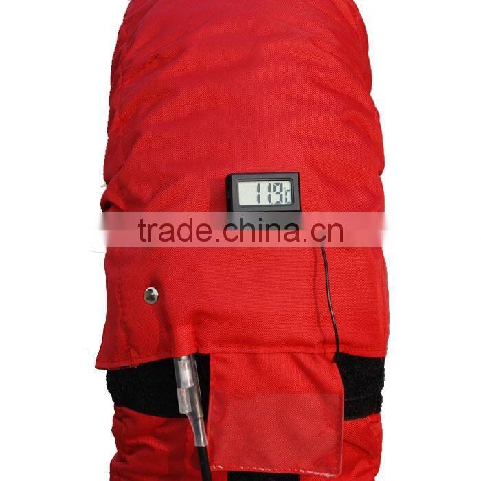 Motorcycle racing tire warmer with temperature display