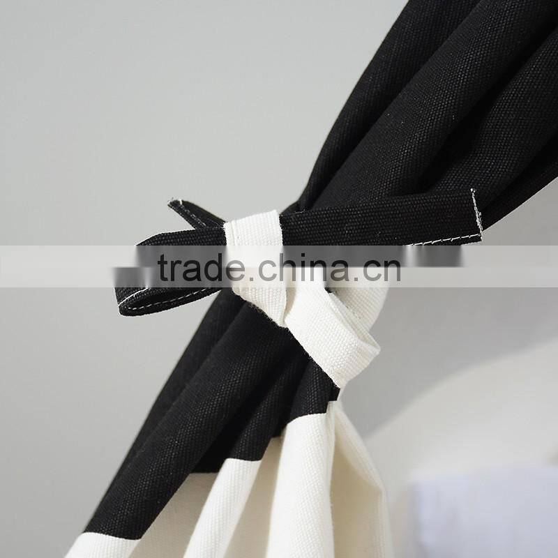 Cotton canvas wooden pole black striped kids teepee tent