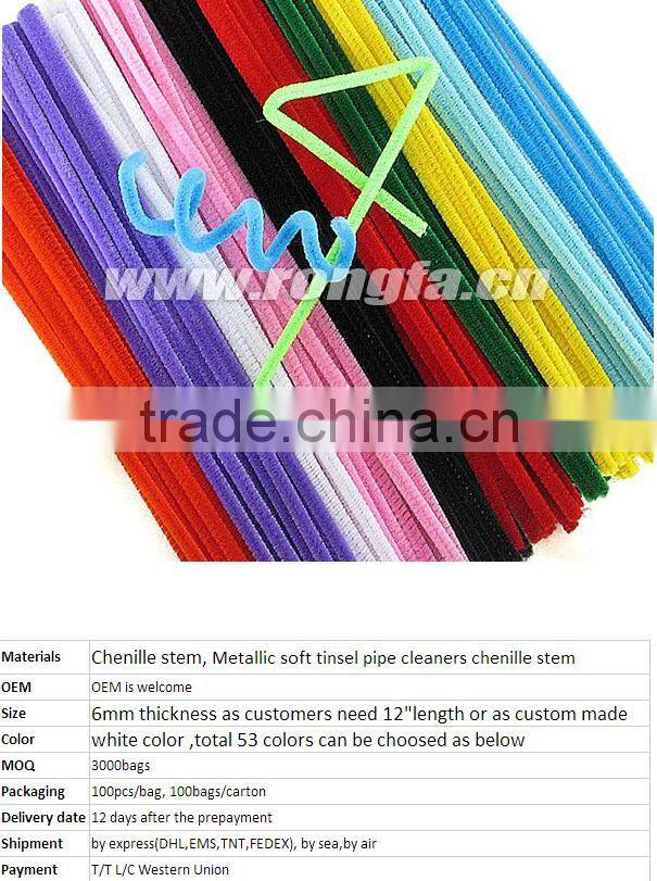 FOB $0.422/bag chenille stems 6mm x 30cm x 100pcs