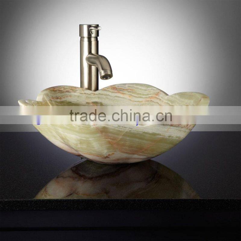 WHOLESALE 2017 NEW PRICE DARK GREEN ONYX FLOWER SHAPED SINKS AND BASINS
