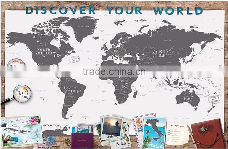 Scrape Map World Map Personalized Scrape off XL Size Unique and Large World Map Poster with a Layer AMA-16