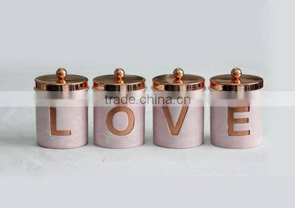 Cermaic jars for bath salts marble cement skin care containers with wood lids