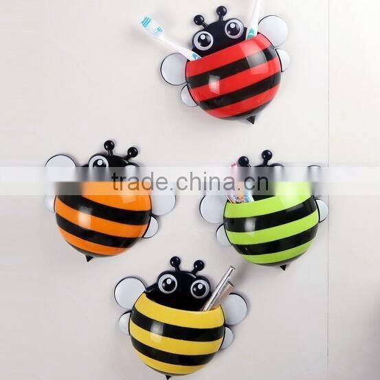new design bee shaped plastic cartoon toothbrush holder toothpaste holder bathroom set