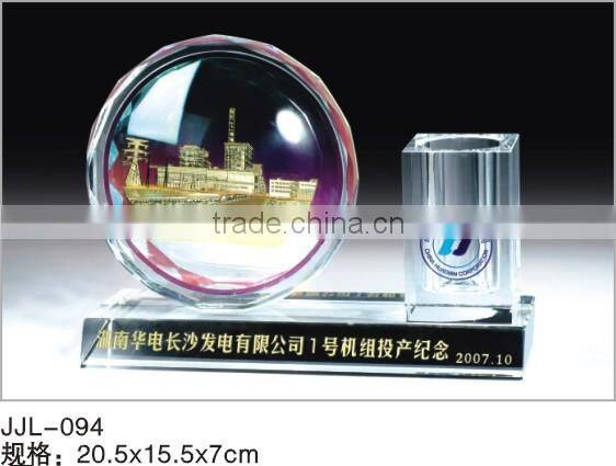 High Quality Promotional Cheap Crystal Office Anniversary Gifts With Pen Holder