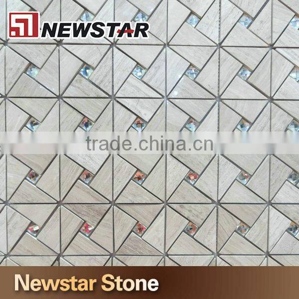 Grey wooden marble mosaic wall