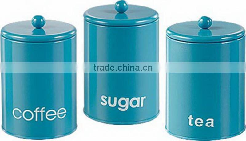 set of 3 sugar coffee tea canister in red