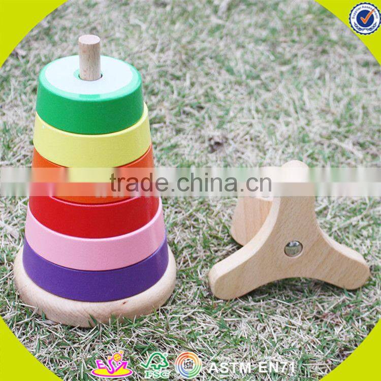 Wholesale funny kids wooden rainbow stacking blocks toy wonderful toddler wooden rainbow stacking blocks toy W13D110