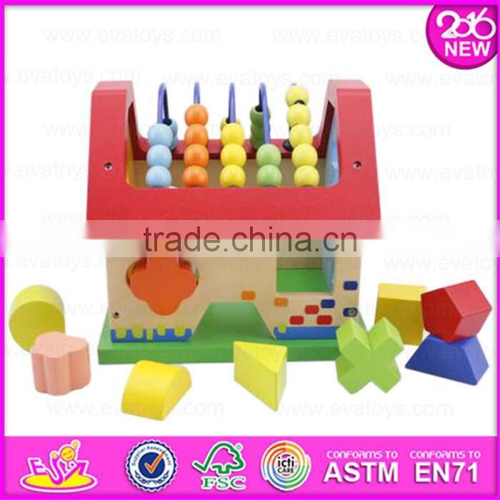 2016 Wholesale toddlers funny wooden toy shape sorter W12D016