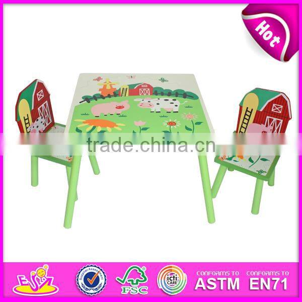 2015 wooden table and chair for kids,study wooden table and chair set for children,hot sale wooden table and chairs toy W08G127