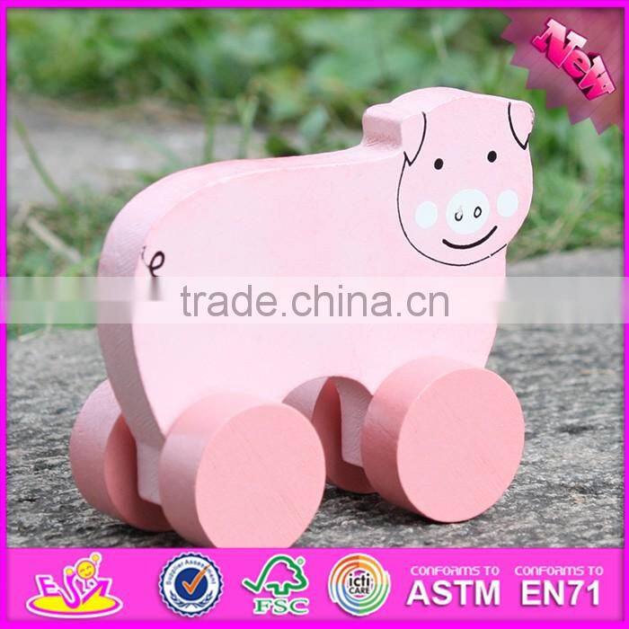 2017 New products pig car toy wooden toy making plans W04A321