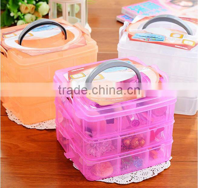 3 layer 18 apartment cheap plastic makeup palstic storage box with lids and handle/custom plastic storage box/plastic box