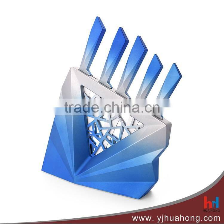 High Quality Double Steel Kitchen Knife Set with Color Wooden Handle